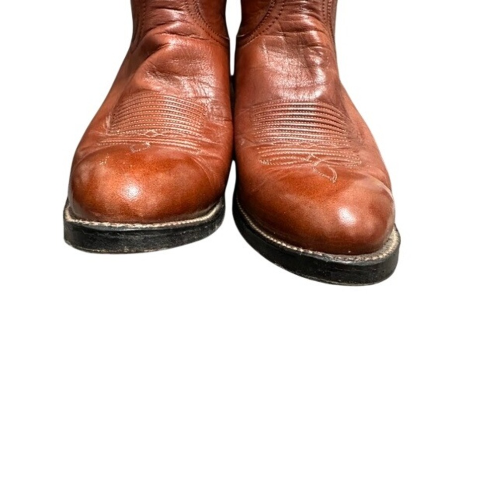 Vintage Tony Lama 5084 Men's Cognac Brown Leather Western Cowboy Boots Size 9D - Picture 9 of 16